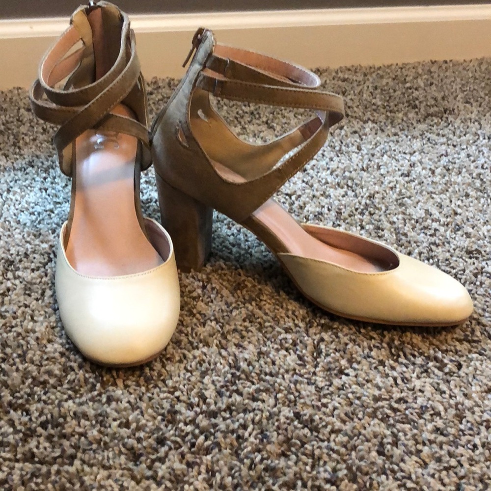Suede and leather heels